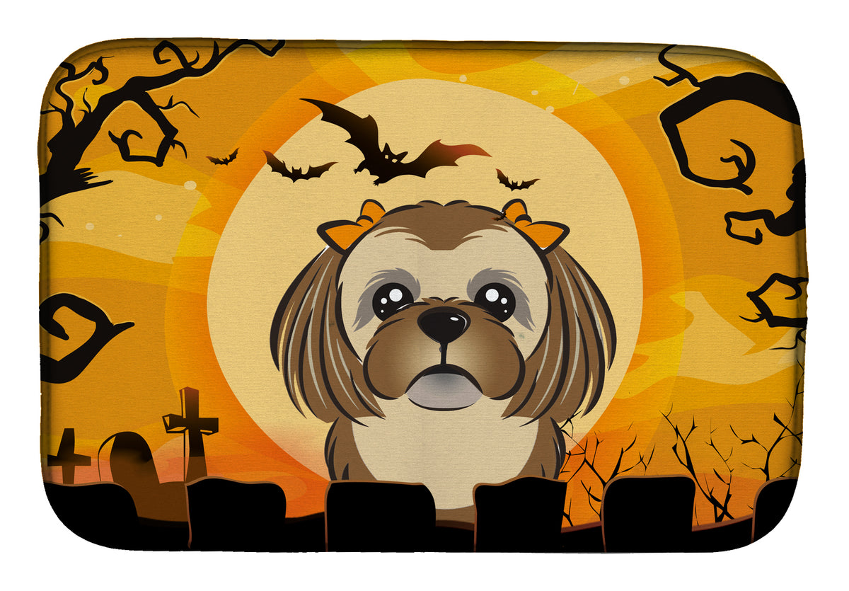 Halloween Chocolate Brown Shih Tzu Dish Drying Mat BB1807DDM  the-store.com.