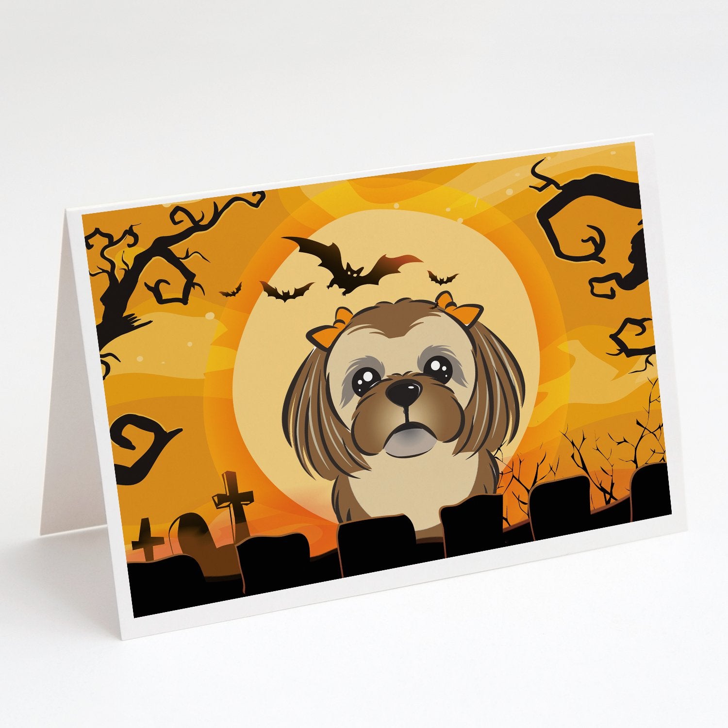 Buy this Halloween Chocolate Brown Shih Tzu Greeting Cards and Envelopes Pack of 8