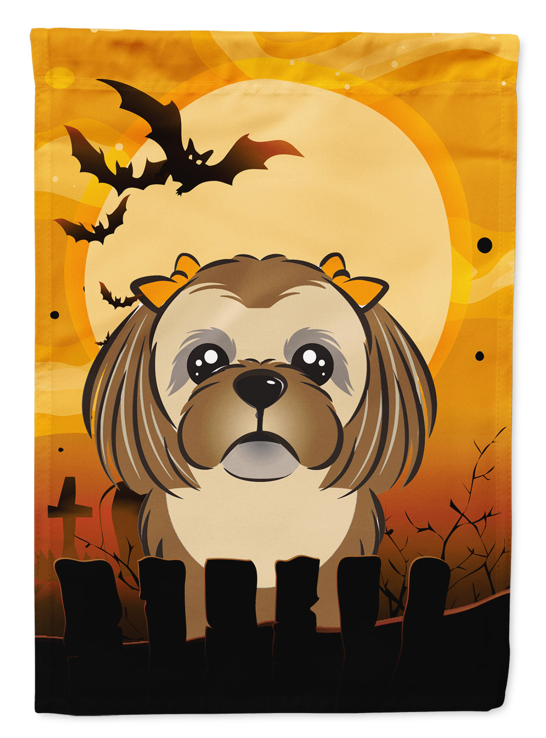 Halloween Chocolate Brown Shih Tzu Flag Garden Size BB1807GF.