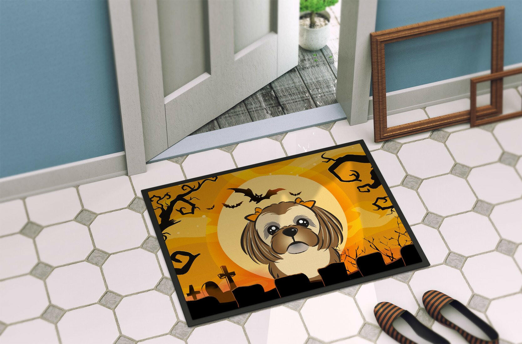 Halloween Chocolate Brown Shih Tzu Indoor or Outdoor Mat 24x36 BB1807JMAT - the-store.com