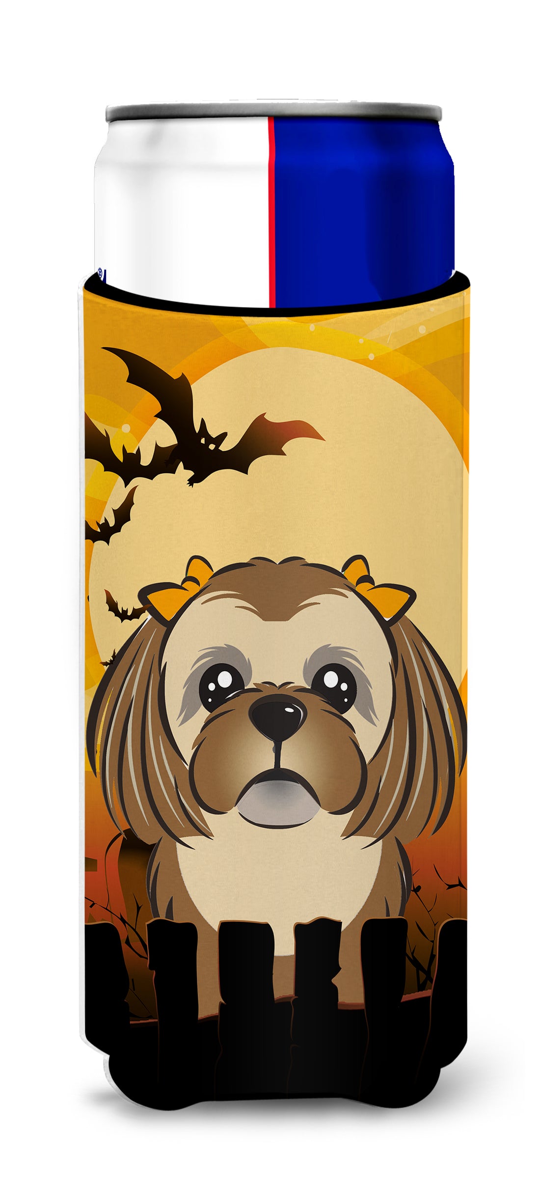 Halloween Chocolate Brown Shih Tzu Ultra Beverage Insulators for slim cans BB1807MUK  the-store.com.