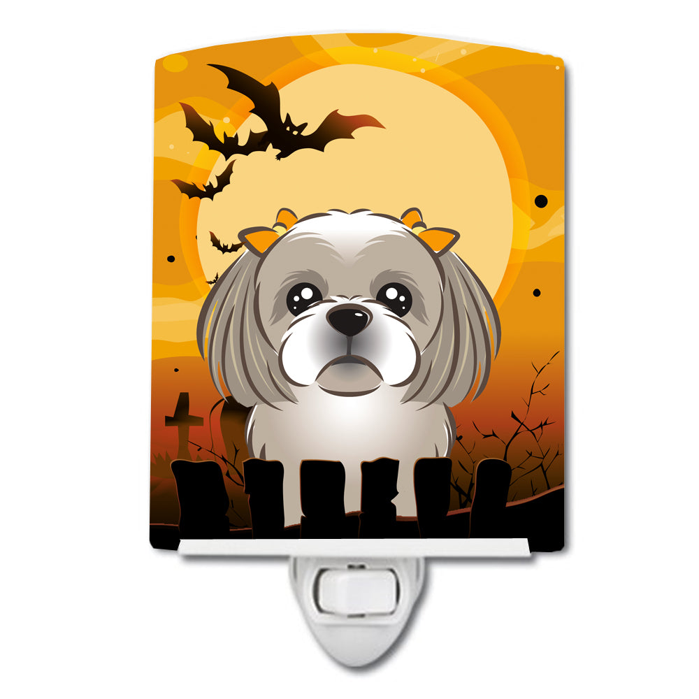 Halloween Gray Silver Shih Tzu Ceramic Night Light BB1808CNL - the-store.com