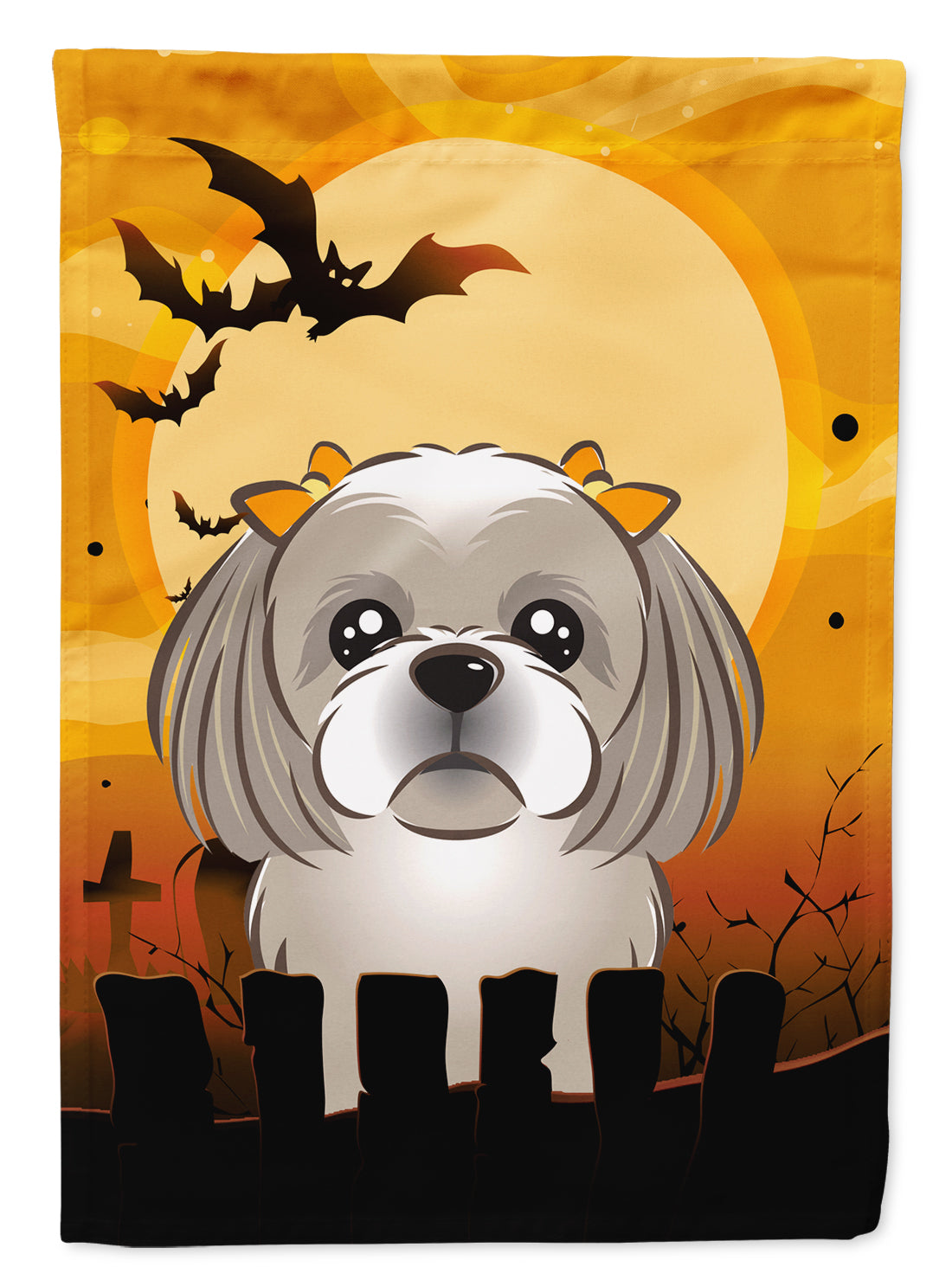 Halloween Gray Silver Shih Tzu Flag Garden Size BB1808GF.