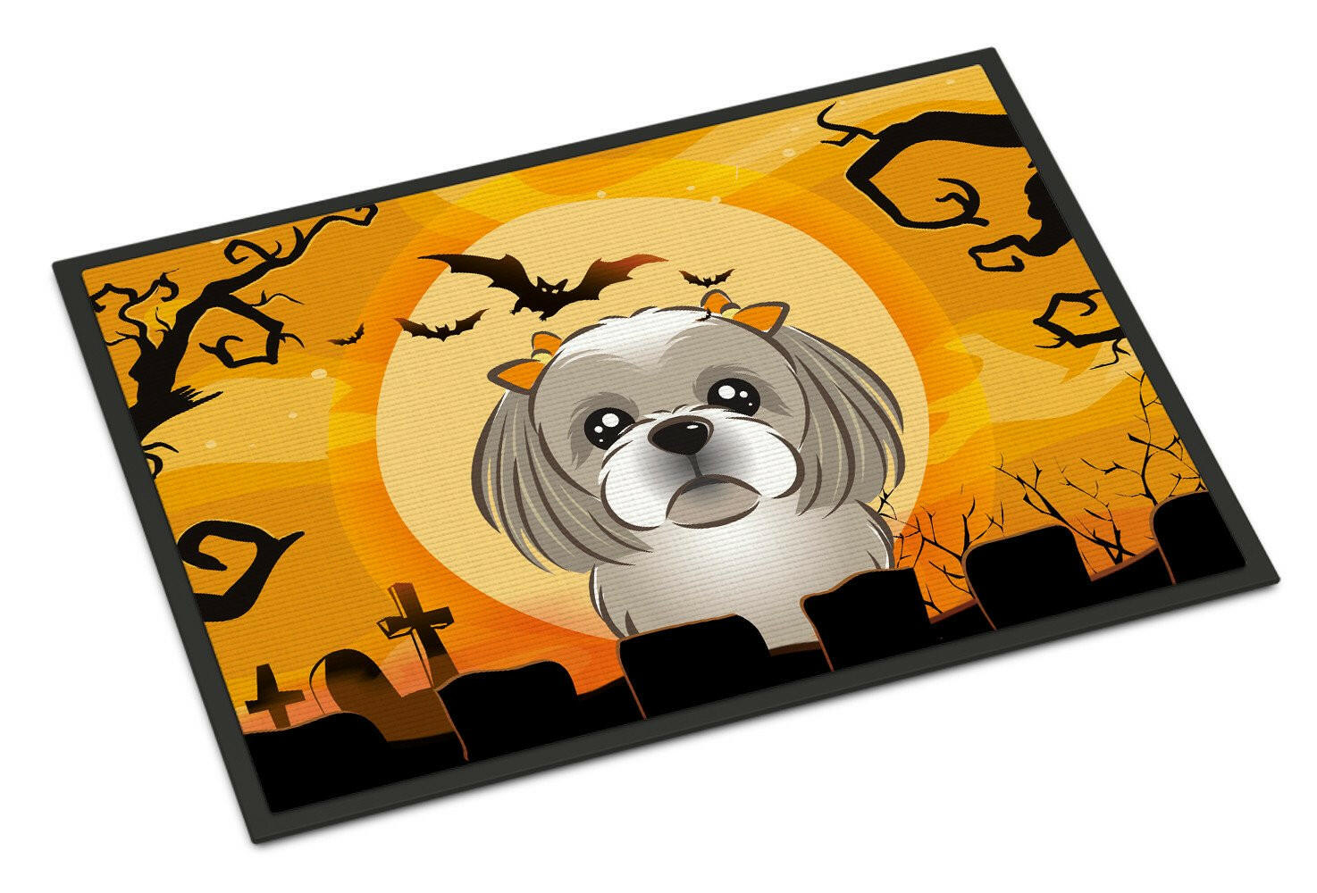 Halloween Gray Silver Shih Tzu Indoor or Outdoor Mat 18x27 BB1808MAT - the-store.com