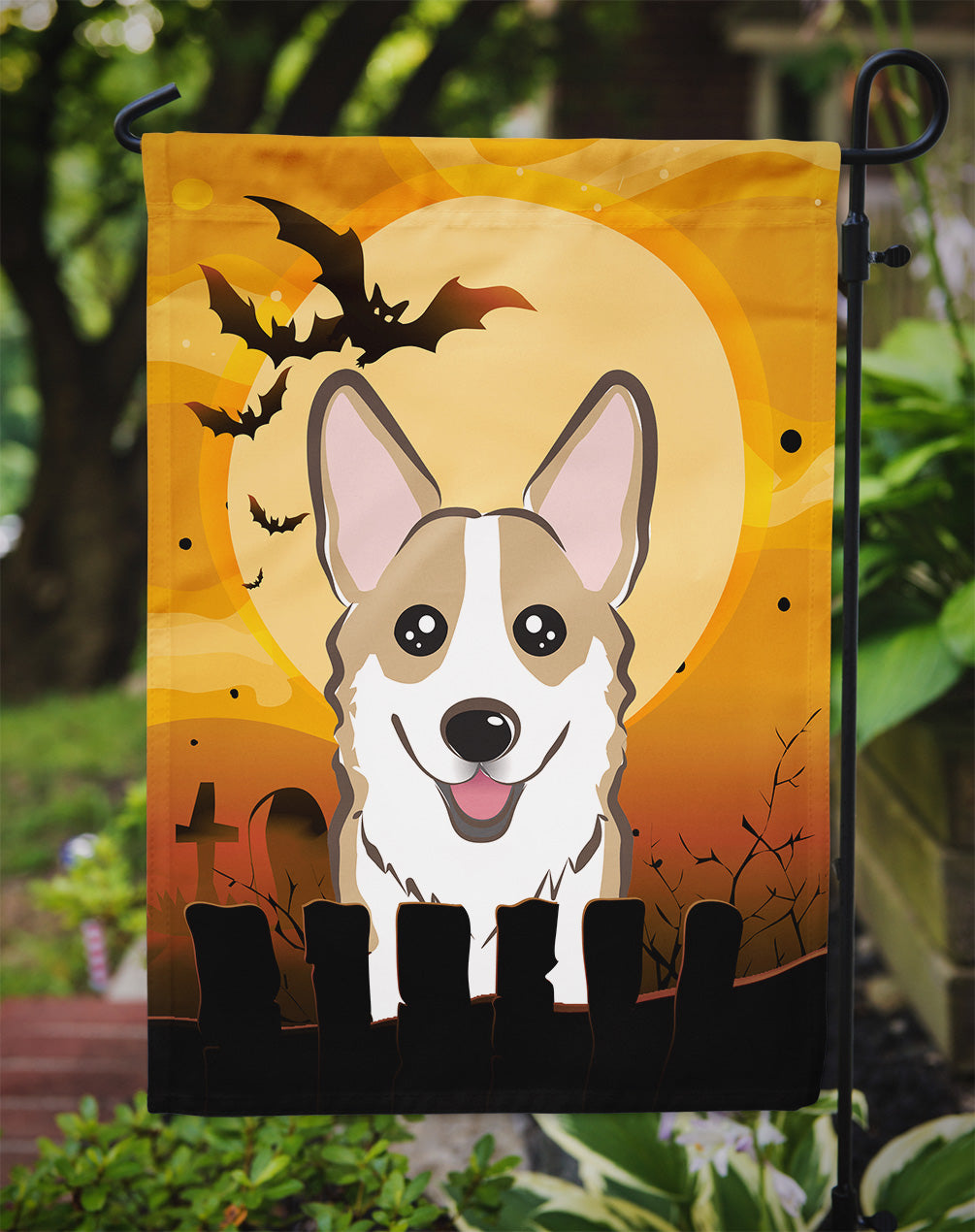 Halloween Sable Corgi Flag Garden Size BB1811GF.