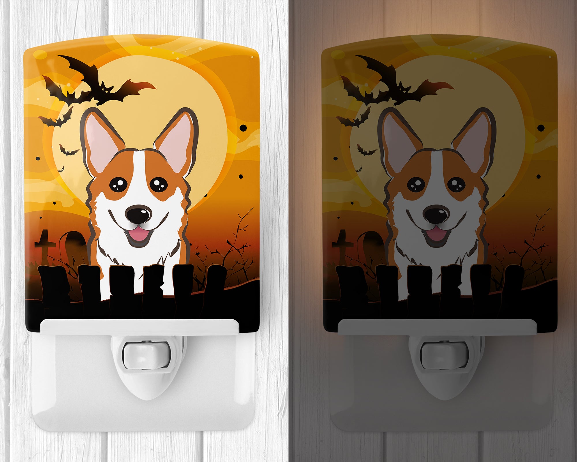 Halloween Red Corgi Ceramic Night Light BB1812CNL - the-store.com