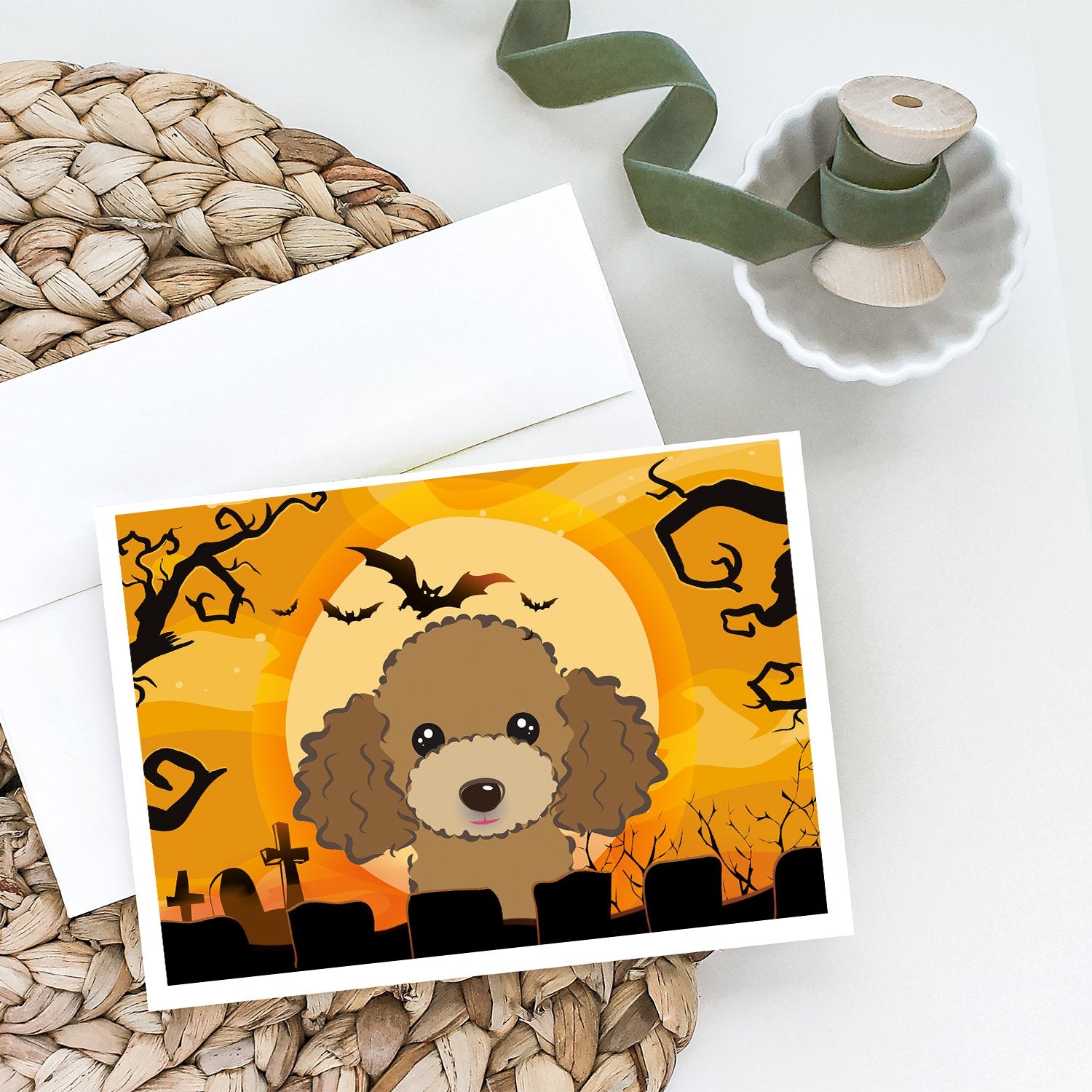 Buy this Halloween Chocolate Brown Poodle Greeting Cards and Envelopes Pack of 8