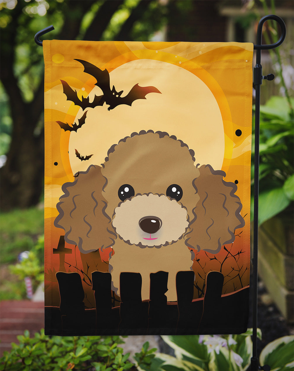 Halloween Chocolate Brown Poodle Flag Garden Size BB1814GF.