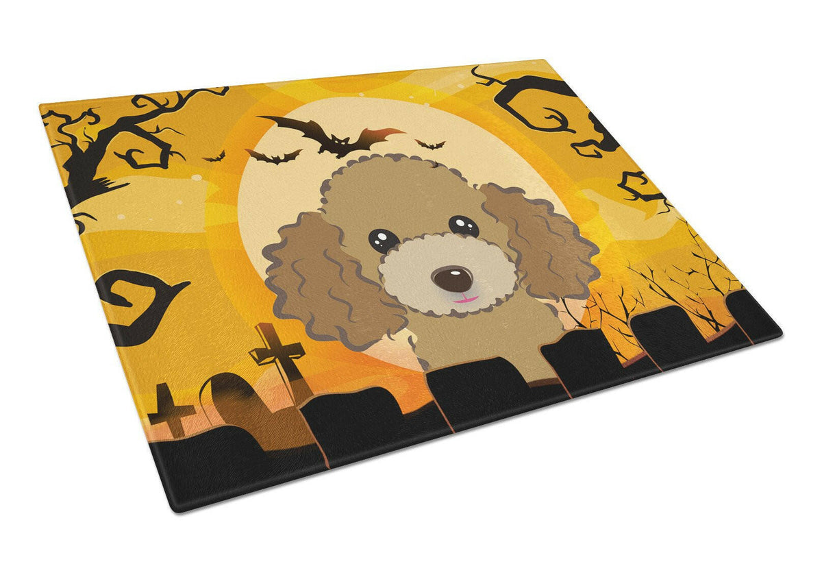 Halloween Chocolate Brown Poodle Glass Cutting Board Large BB1814LCB by Caroline&#39;s Treasures