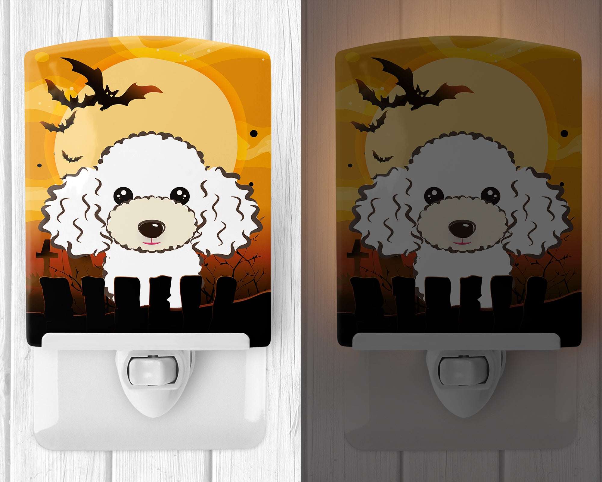 Halloween White Poodle Ceramic Night Light BB1815CNL - the-store.com