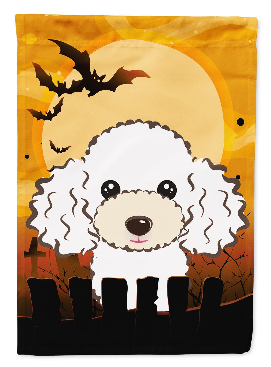 Halloween White Poodle Flag Garden Size BB1815GF.