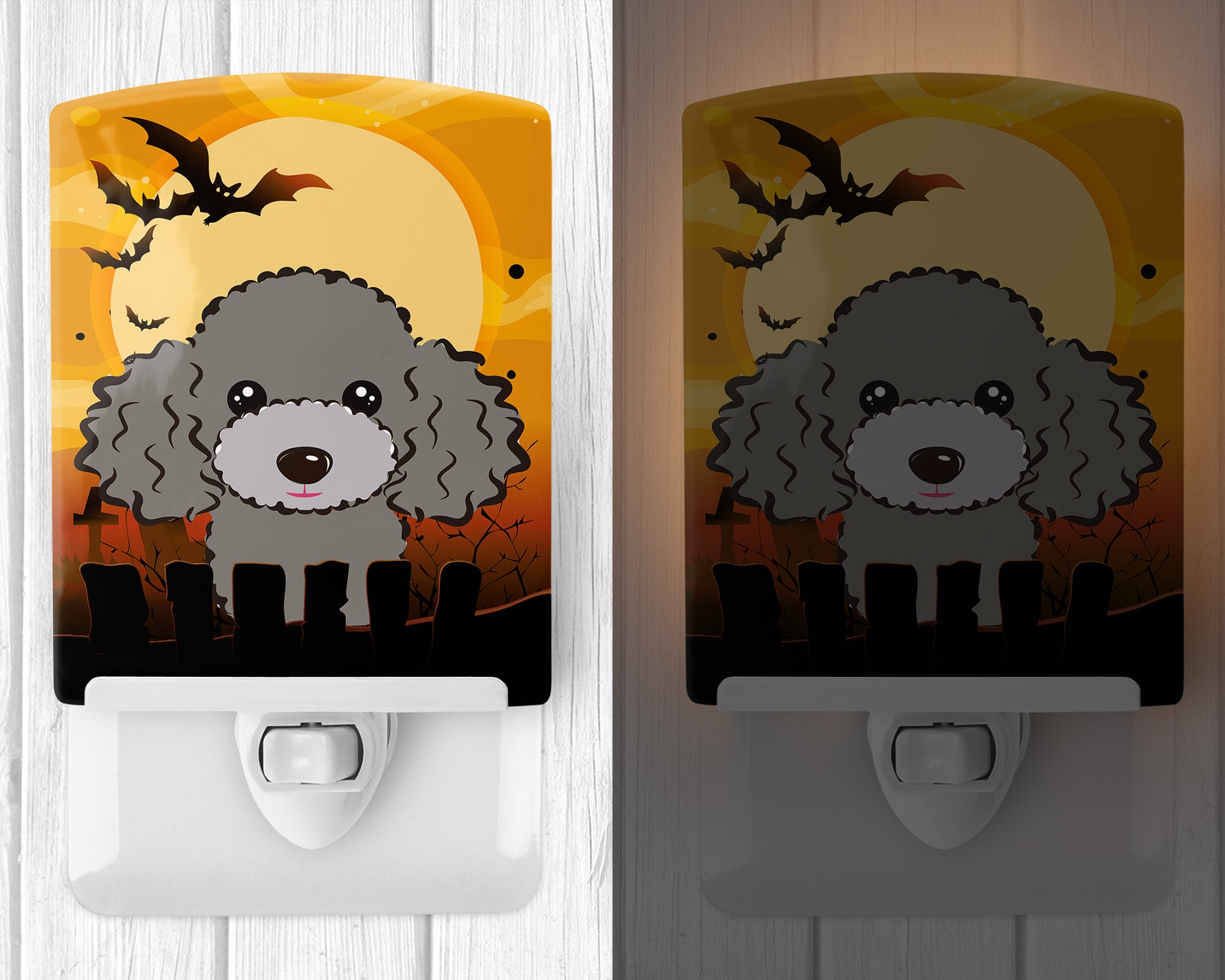 Halloween Silver Gray Poodle Ceramic Night Light BB1817CNL - the-store.com