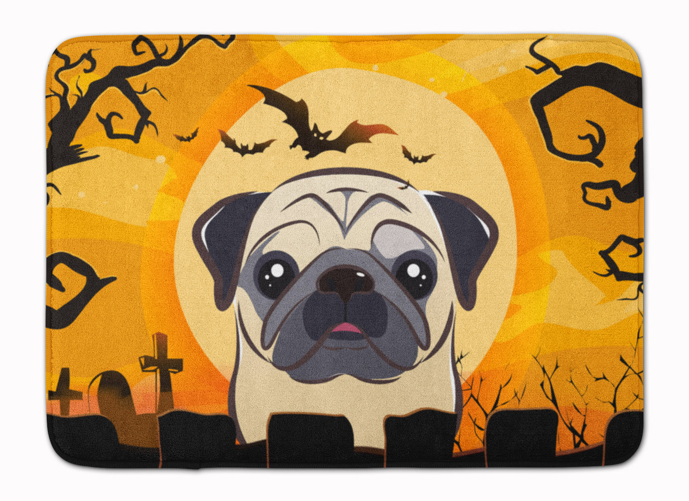 Halloween Fawn Pug Machine Washable Memory Foam Mat BB1820RUG - the-store.com