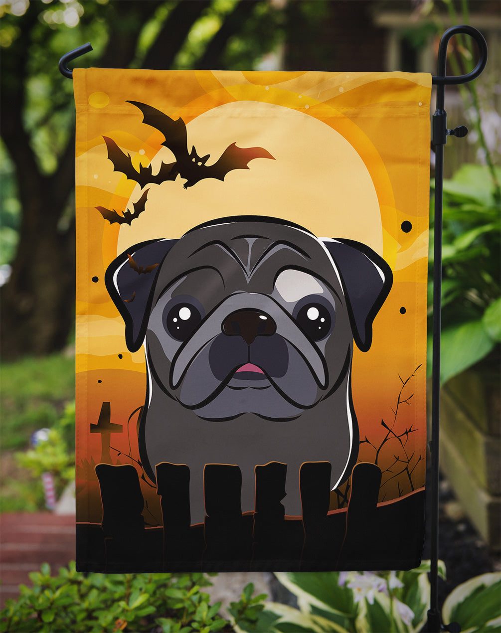 Halloween Black Pug Flag Garden Size BB1821GF.