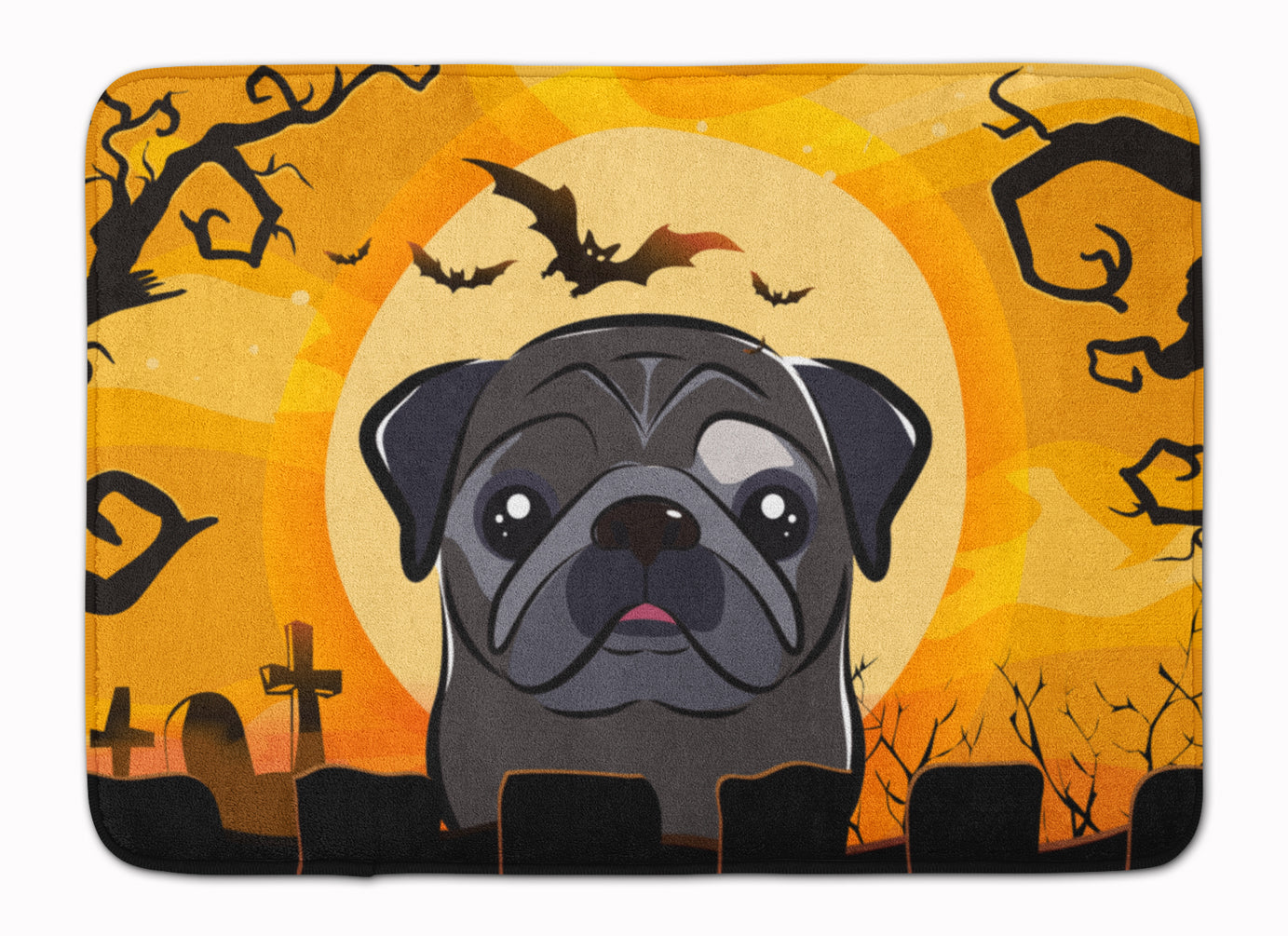 Halloween Black Pug Machine Washable Memory Foam Mat BB1821RUG - the-store.com