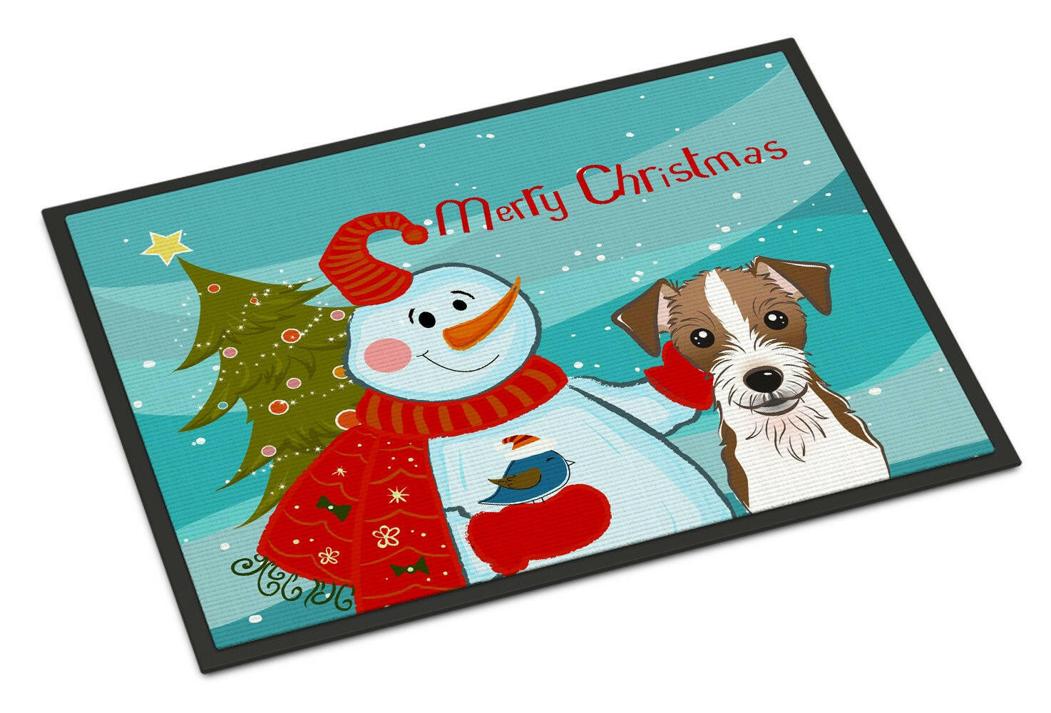 Snowman with Jack Russell Terrier Indoor or Outdoor Mat 24x36 BB1822JMAT - the-store.com