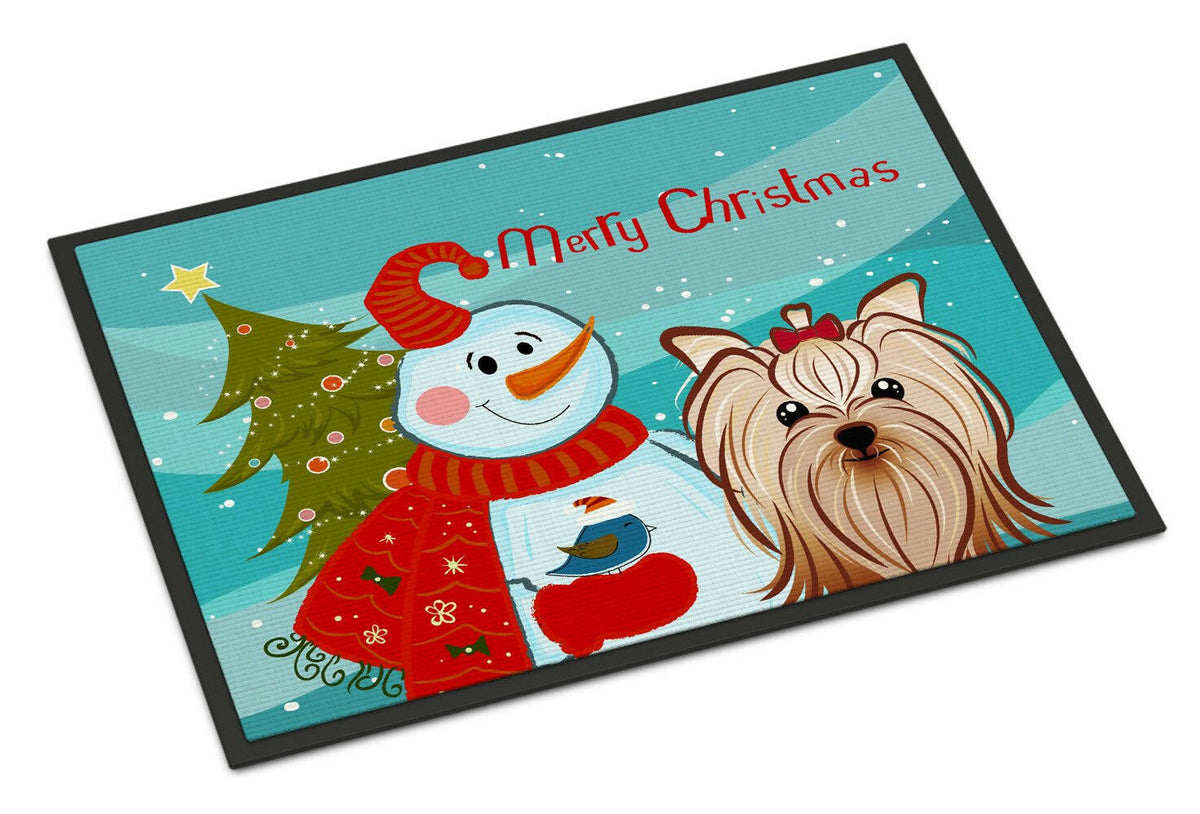 Snowman with Yorkie Yorkshire Terrier Indoor or Outdoor Mat 24x36 BB1824JMAT - the-store.com