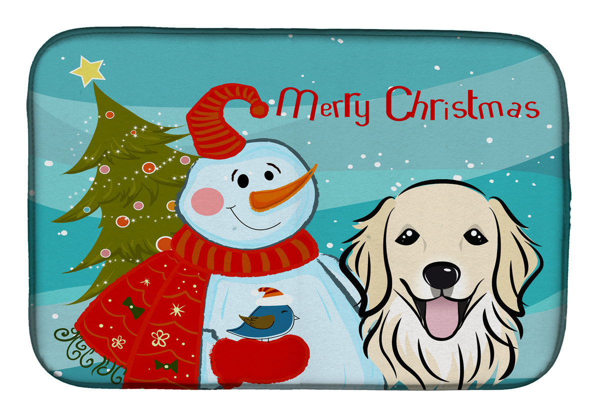 Snowman with Golden Retriever Dish Drying Mat BB1825DDM  the-store.com.