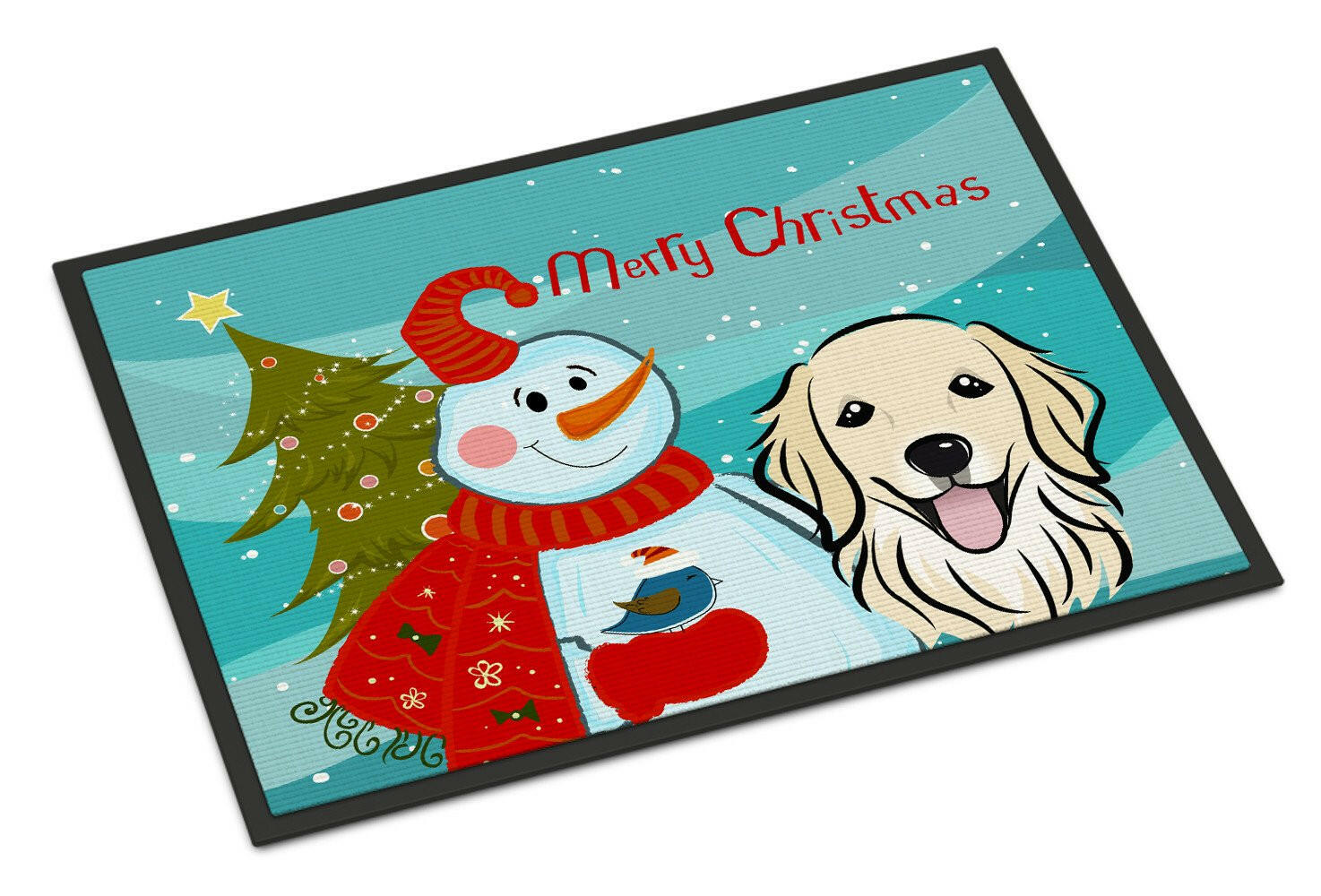 Snowman with Golden Retriever Indoor or Outdoor Mat 24x36 BB1825JMAT - the-store.com