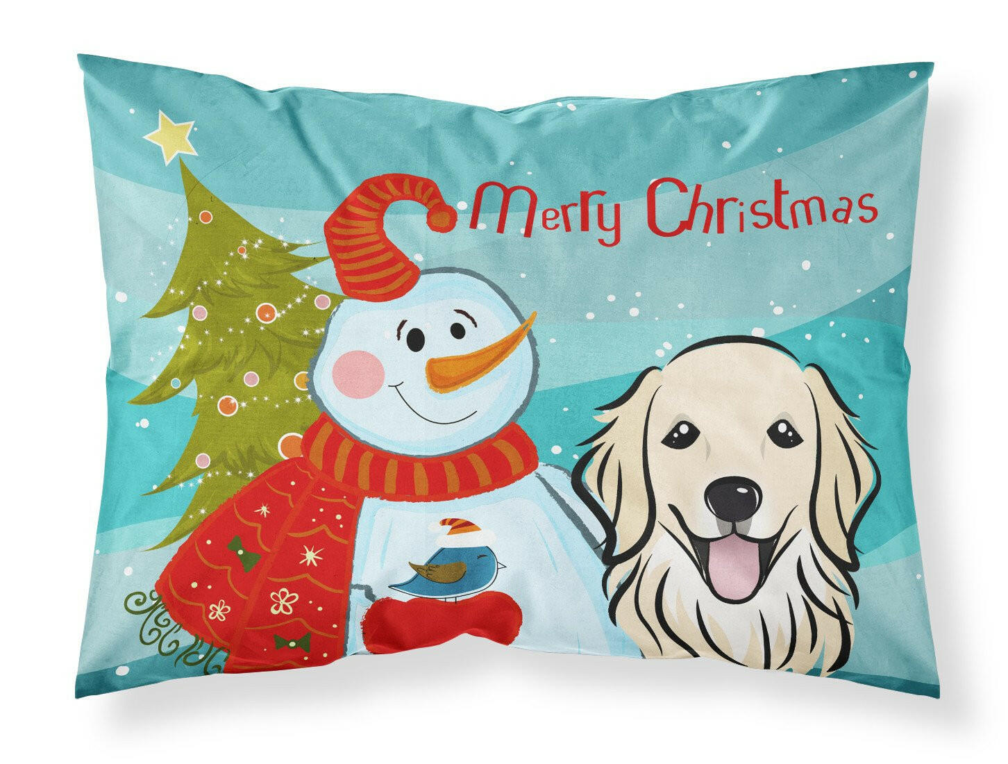 Snowman with Golden Retriever Fabric Standard Pillowcase BB1825PILLOWCASE by Caroline's Treasures