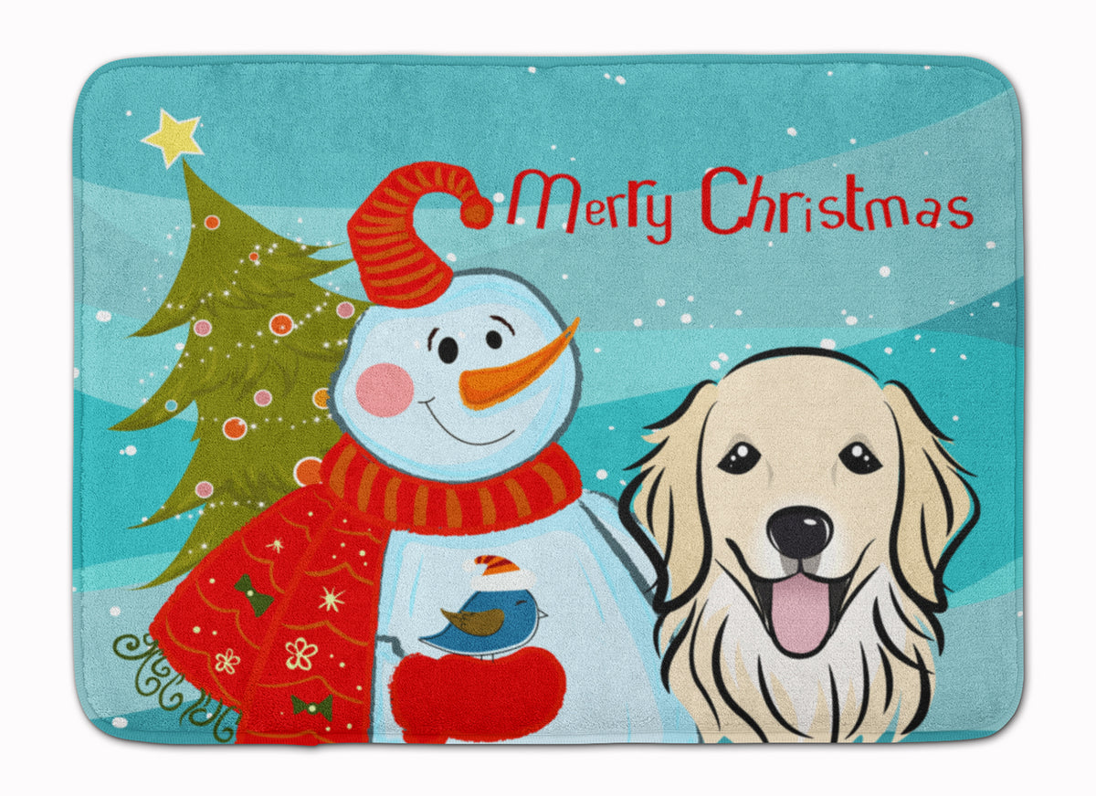 Snowman with Golden Retriever Machine Washable Memory Foam Mat BB1825RUG - the-store.com