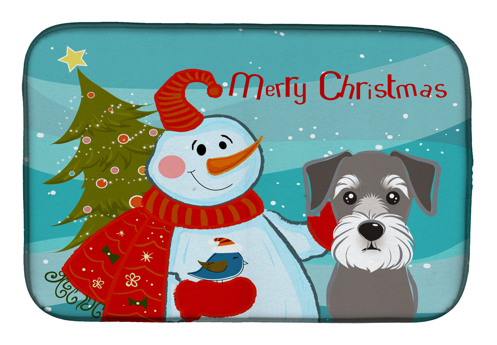 Snowman with Schnauzer Dish Drying Mat BB1826DDM  the-store.com.