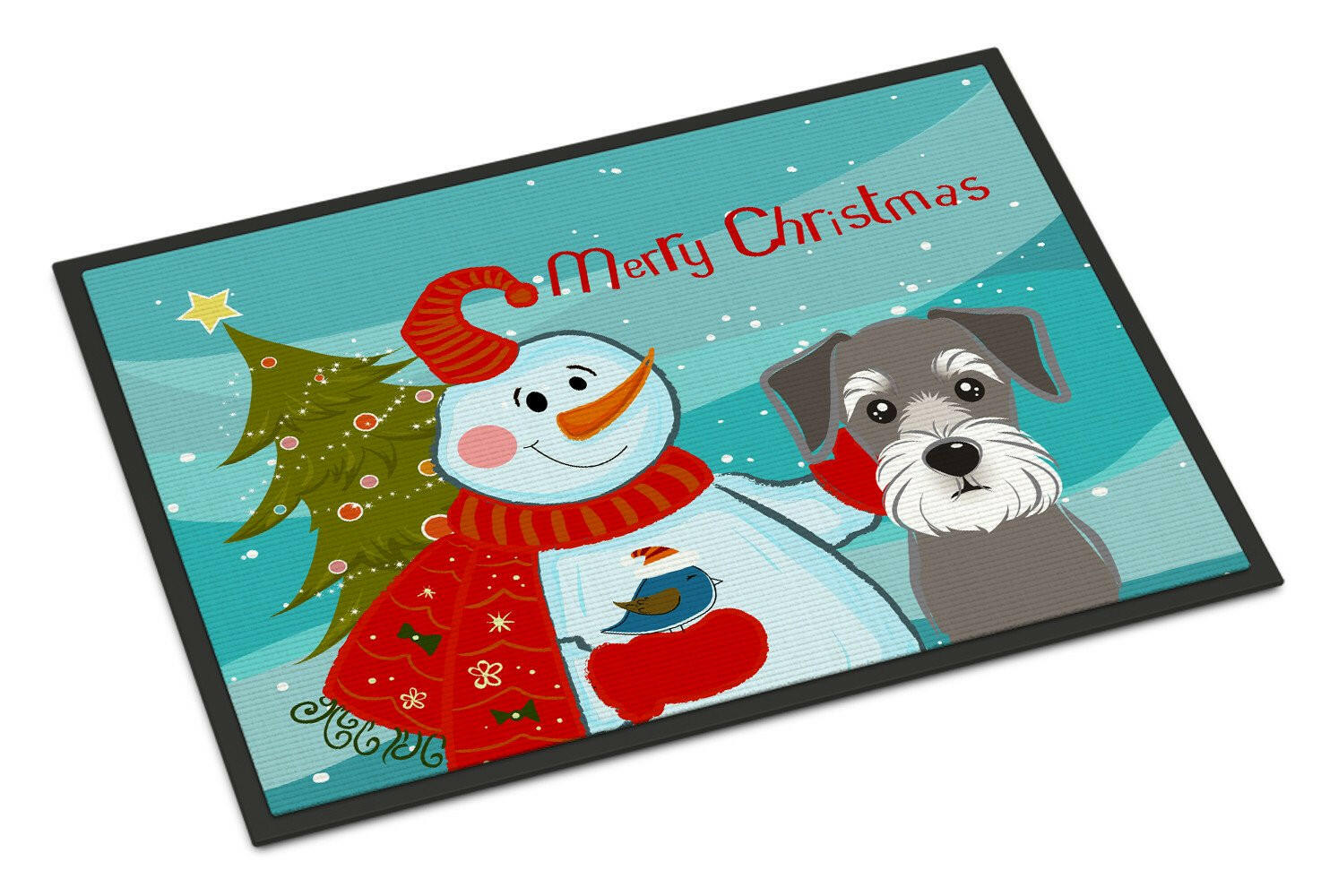 Snowman with Schnauzer Indoor or Outdoor Mat 18x27 BB1826MAT - the-store.com