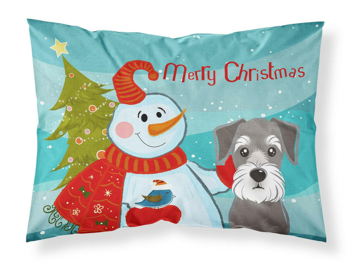 Snowman with Schnauzer Fabric Standard Pillowcase BB1826PILLOWCASE by Caroline&#39;s Treasures