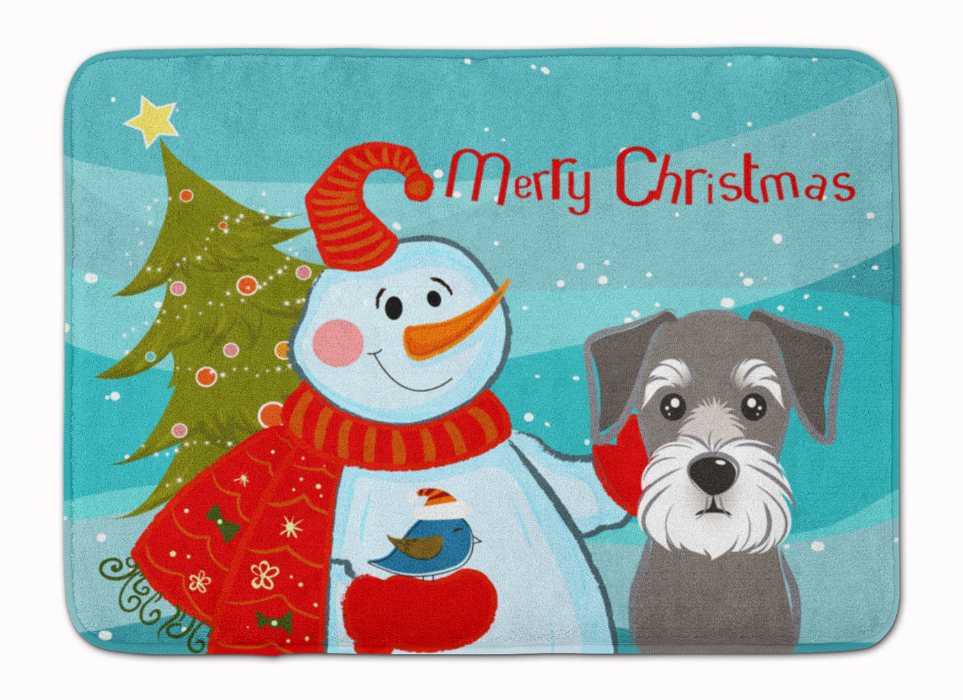 Snowman with Schnauzer Machine Washable Memory Foam Mat BB1826RUG - the-store.com