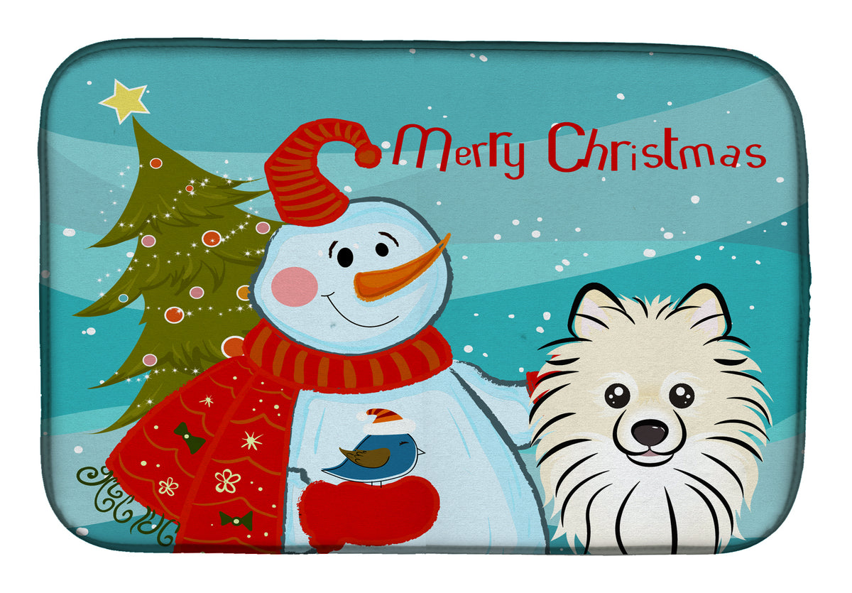 Snowman with Pomeranian Dish Drying Mat BB1827DDM  the-store.com.