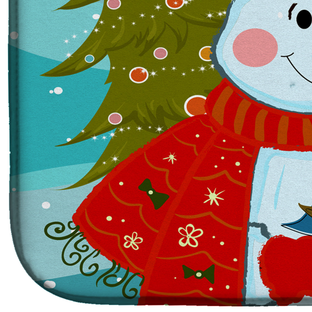 Snowman with Pomeranian Dish Drying Mat BB1827DDM  the-store.com.