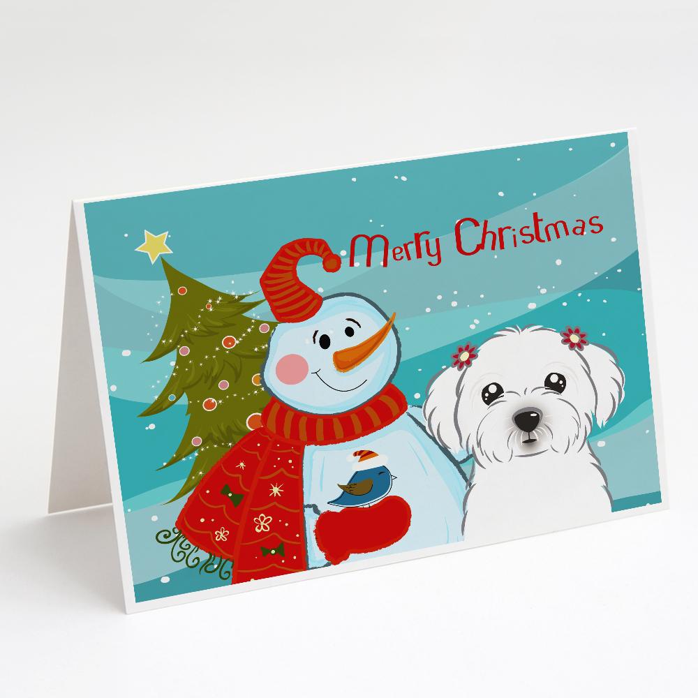 Buy this Snowman with Maltese Greeting Cards and Envelopes Pack of 8