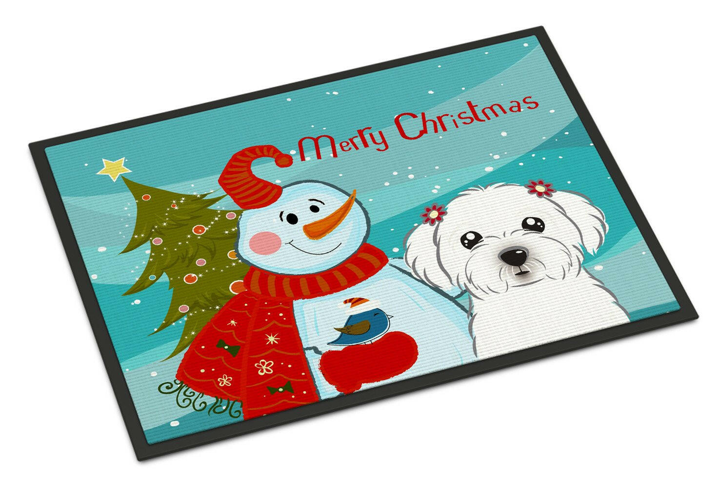 Snowman with Maltese Indoor or Outdoor Mat 24x36 BB1828JMAT - the-store.com