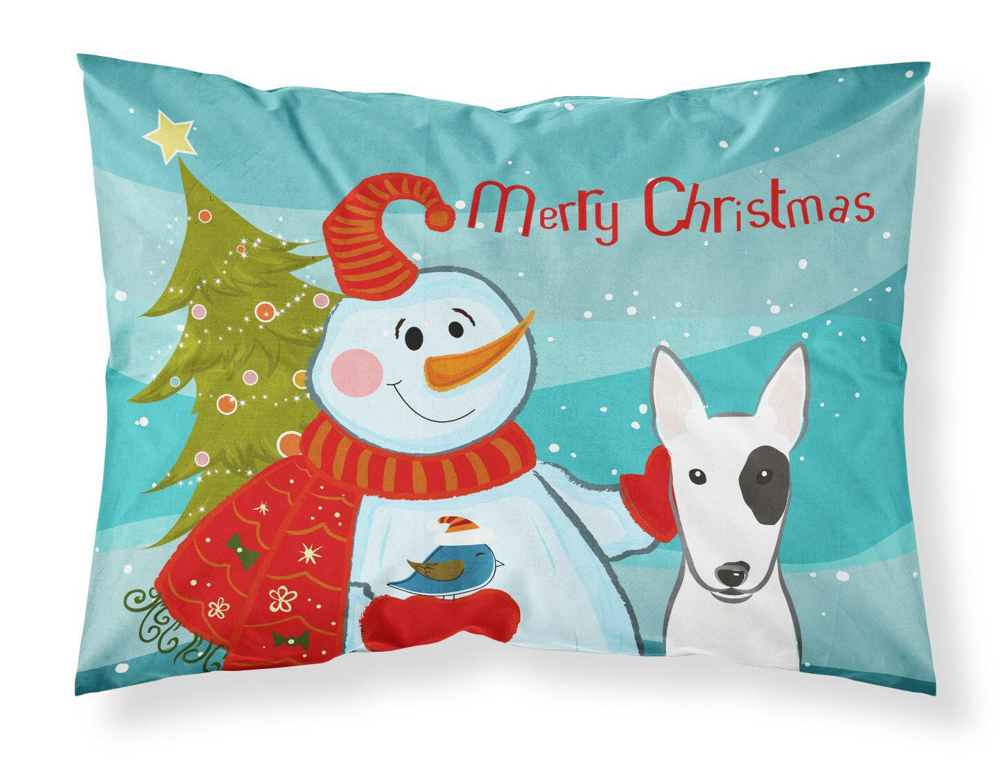 Snowman with Bull Terrier Fabric Standard Pillowcase BB1829PILLOWCASE by Caroline's Treasures