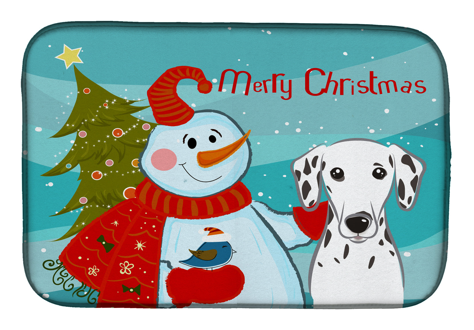 Snowman with Dalmatian Dish Drying Mat BB1830DDM  the-store.com.