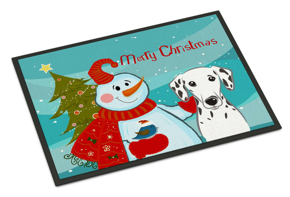 Snowman with Dalmatian Indoor or Outdoor Mat 24x36 BB1830JMAT - the-store.com