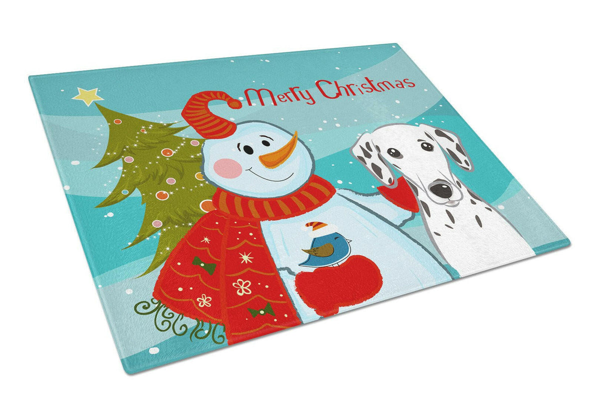 Snowman with Dalmatian Glass Cutting Board Large BB1830LCB by Caroline&#39;s Treasures