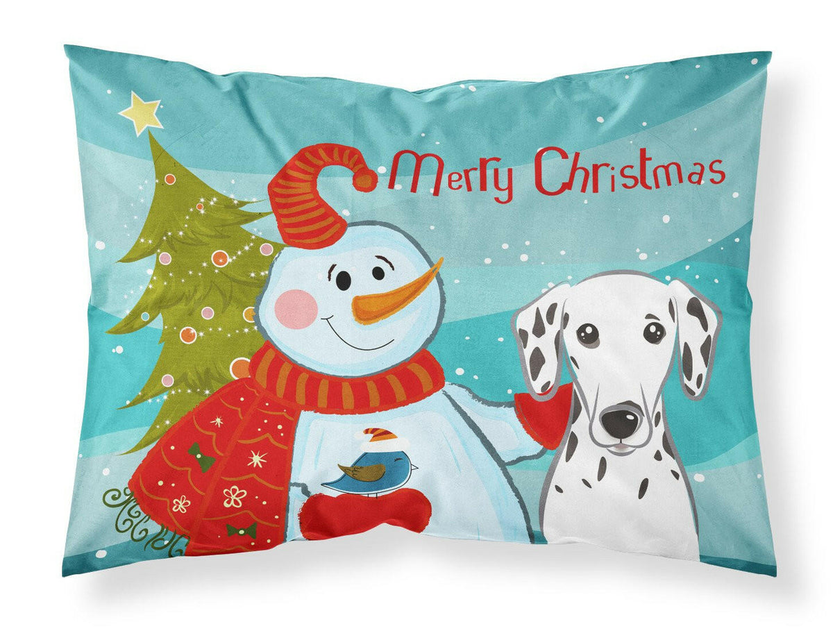 Snowman with Dalmatian Fabric Standard Pillowcase BB1830PILLOWCASE by Caroline&#39;s Treasures