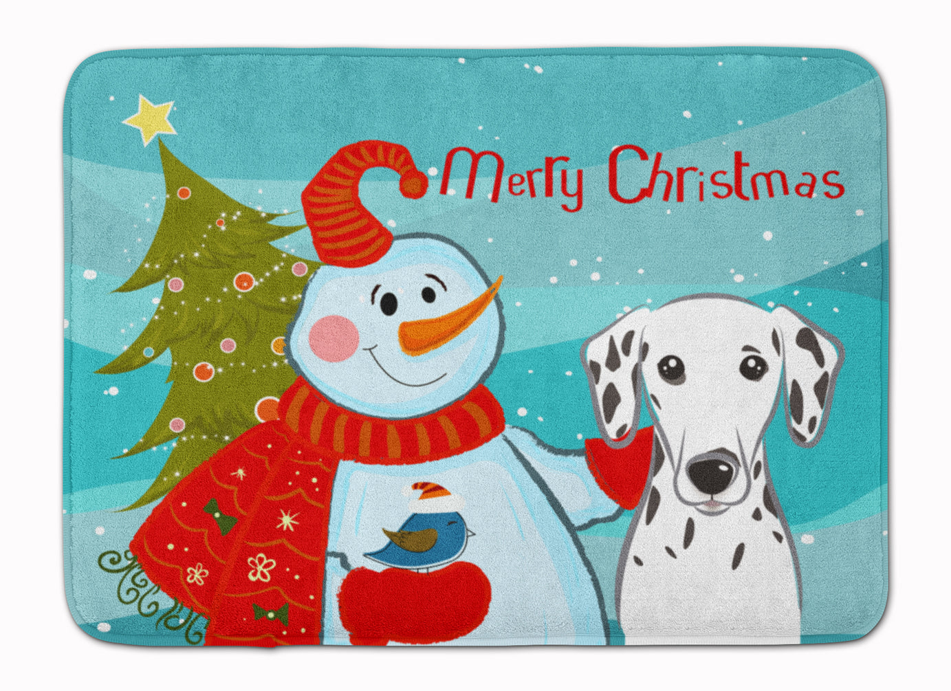 Snowman with Dalmatian Machine Washable Memory Foam Mat BB1830RUG - the-store.com