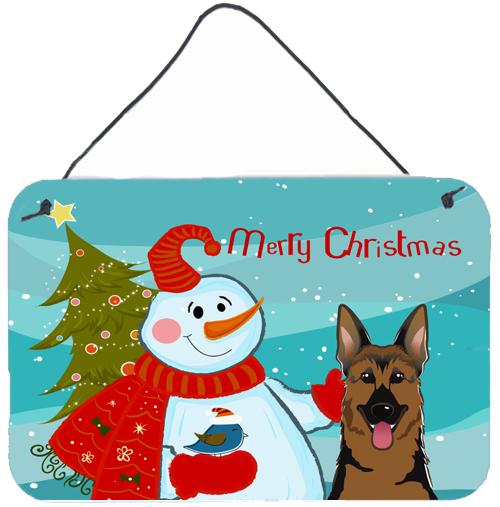 Snowman with German Shepherd Wall or Door Hanging Prints by Caroline&#39;s Treasures