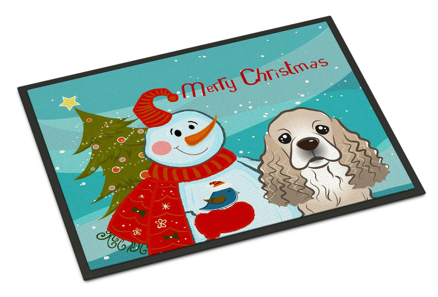 Snowman with Cocker Spaniel Indoor or Outdoor Mat 24x36 BB1836JMAT - the-store.com