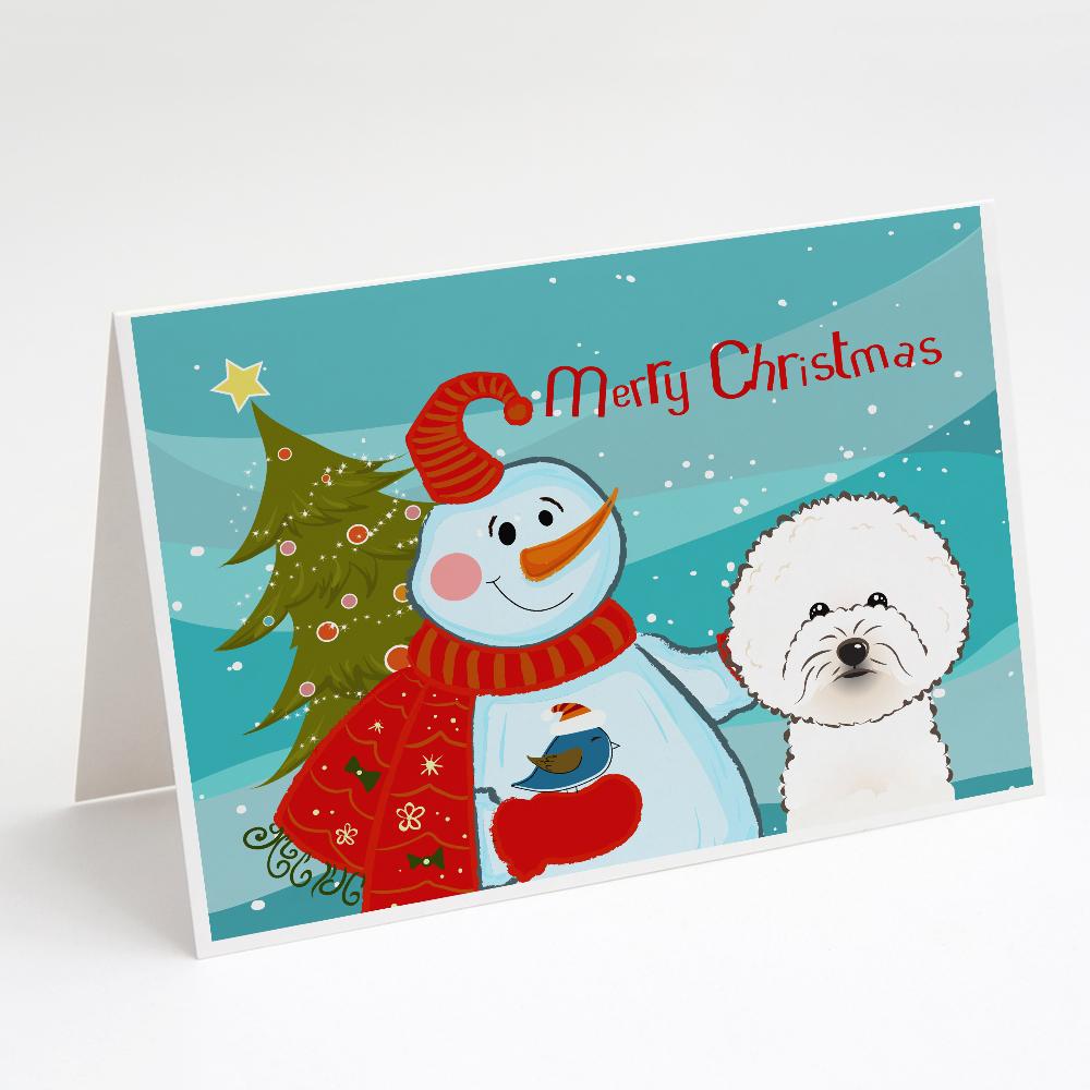 Buy this Snowman with Bichon Frise Greeting Cards and Envelopes Pack of 8