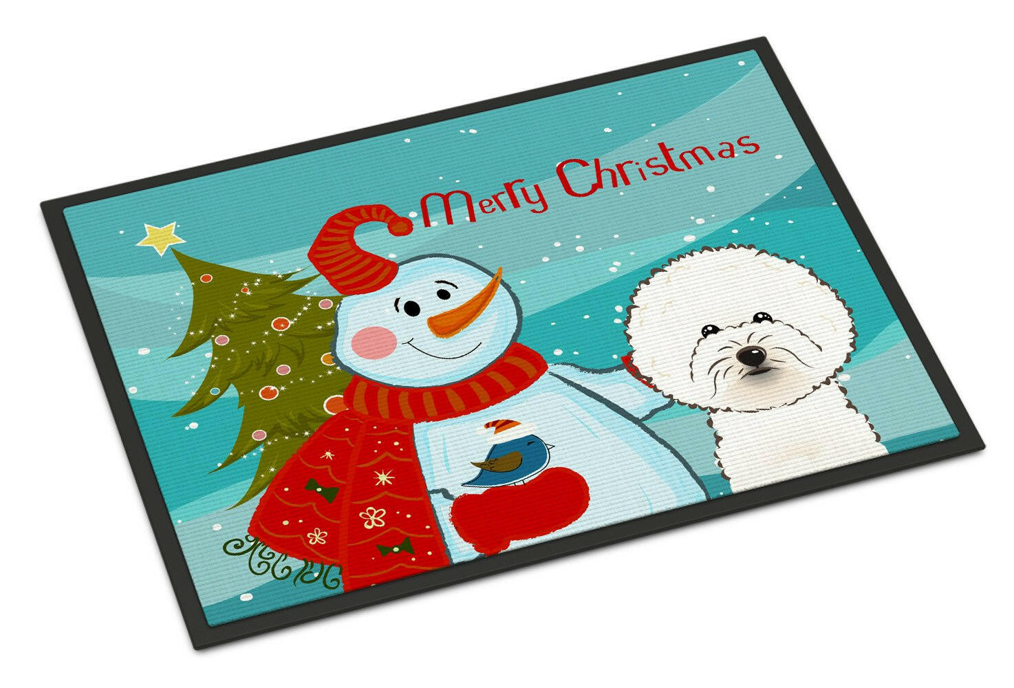 Snowman with Bichon Frise Indoor or Outdoor Mat 24x36 BB1837JMAT - the-store.com