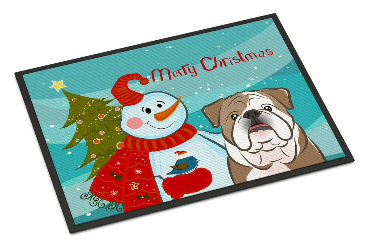 Snowman with English Bulldog  Indoor or Outdoor Mat 24x36 BB1839JMAT - the-store.com