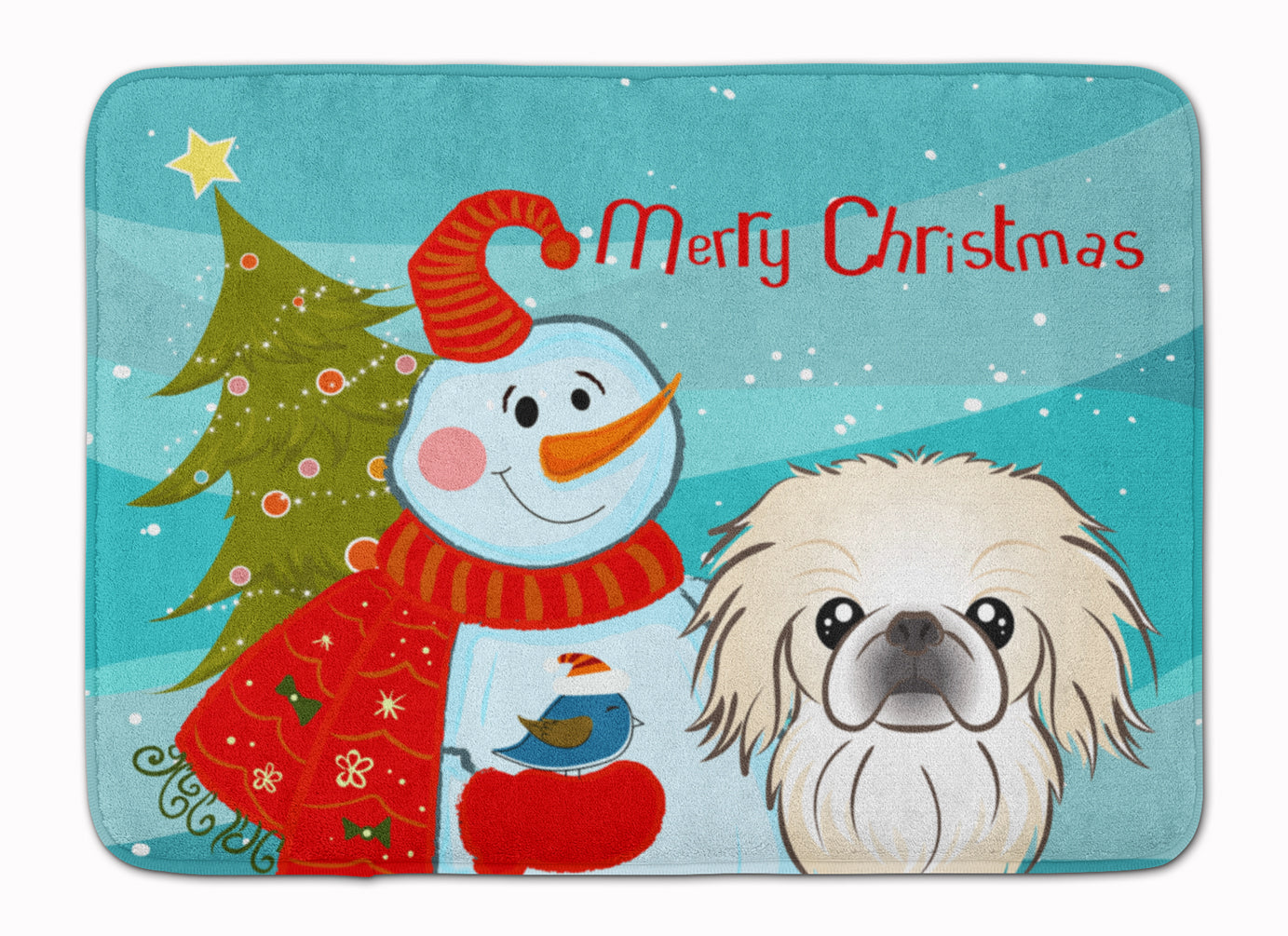 Snowman with Pekingese Machine Washable Memory Foam Mat BB1841RUG - the-store.com