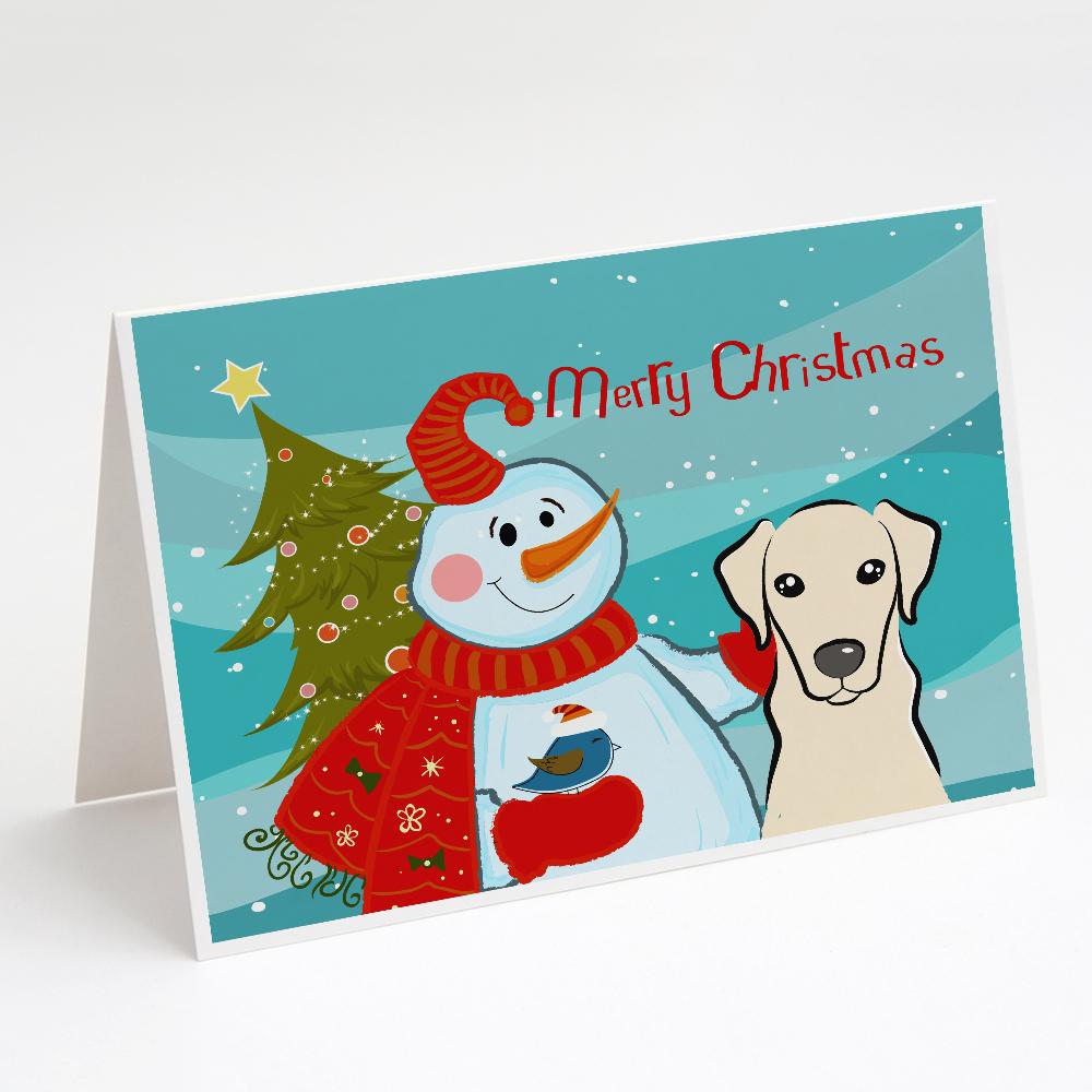 Buy this Snowman with Yellow Labrador Greeting Cards and Envelopes Pack of 8