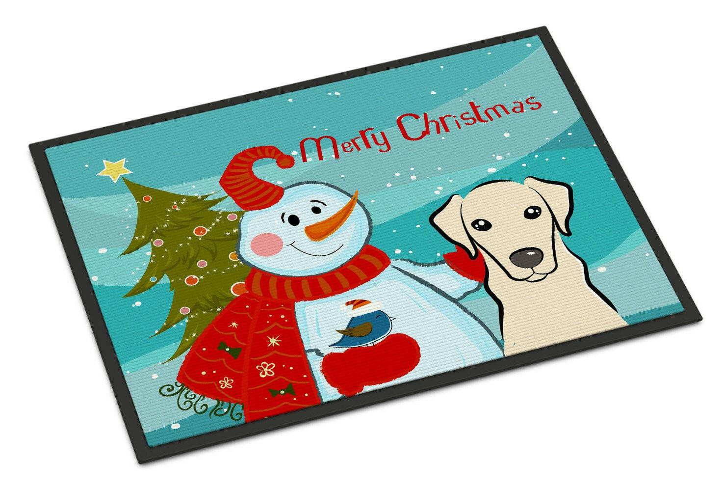 Snowman with Yellow Labrador Indoor or Outdoor Mat 24x36 BB1842JMAT - the-store.com