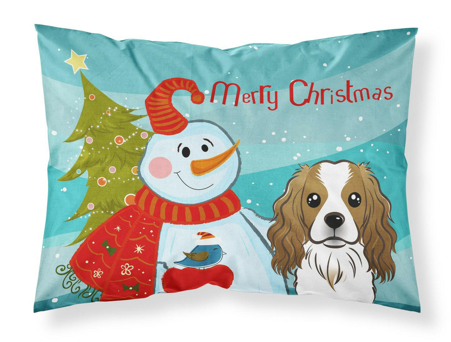 Snowman with Cavalier Spaniel Fabric Standard Pillowcase BB1844PILLOWCASE by Caroline's Treasures