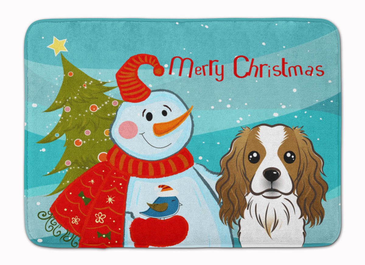 Snowman with Cavalier Spaniel Machine Washable Memory Foam Mat BB1844RUG - the-store.com