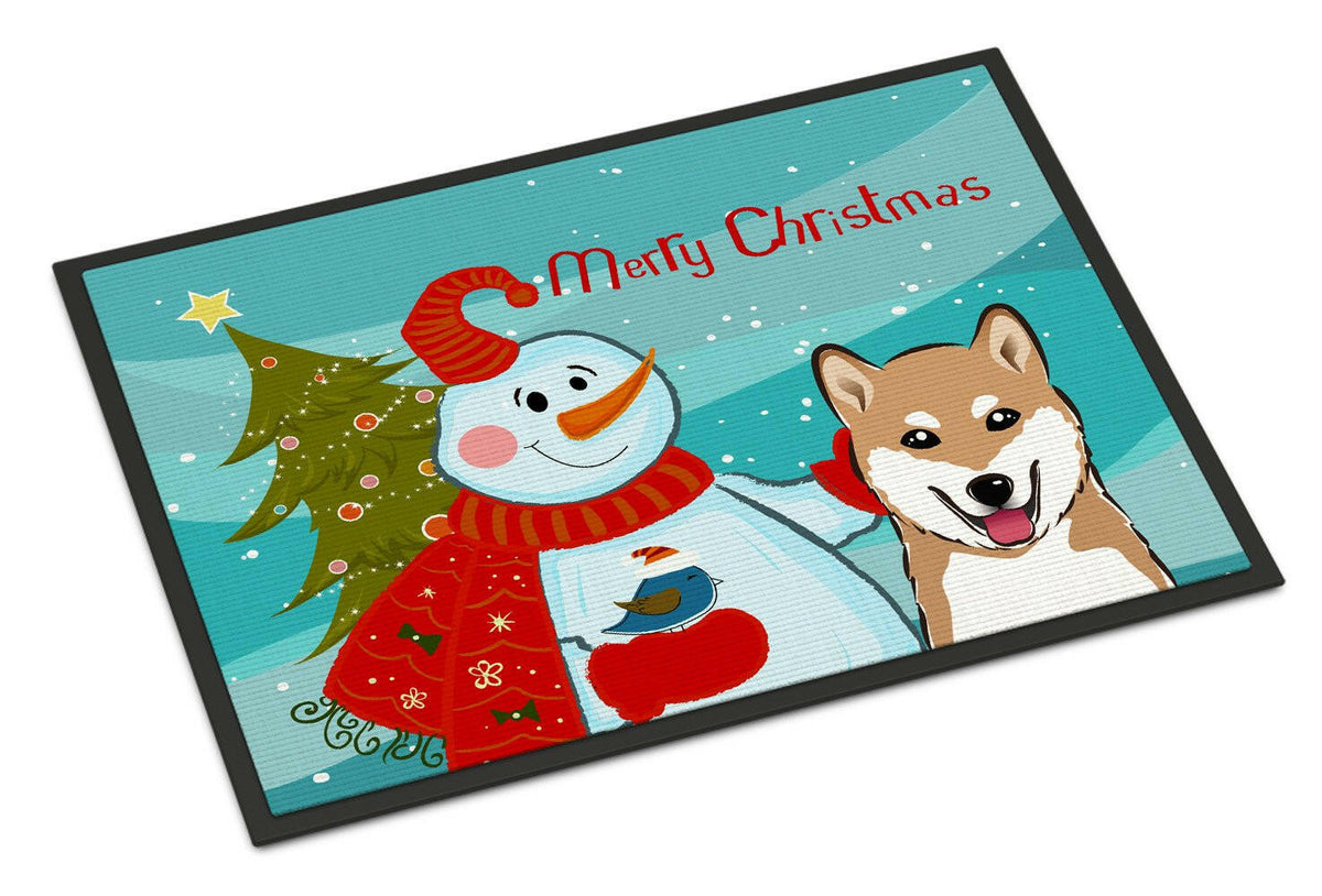 Snowman with Shiba Inu Indoor or Outdoor Mat 24x36 BB1845JMAT - the-store.com